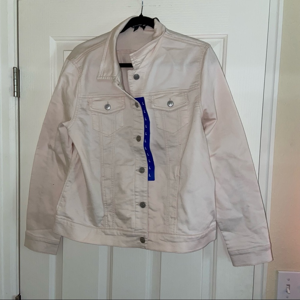 New light pink knit denim jacket